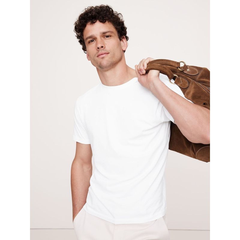 BANANA REPUBLIC - Polera Hombre Lightweight Cotton Crew-Neck Blanco Banana Republic