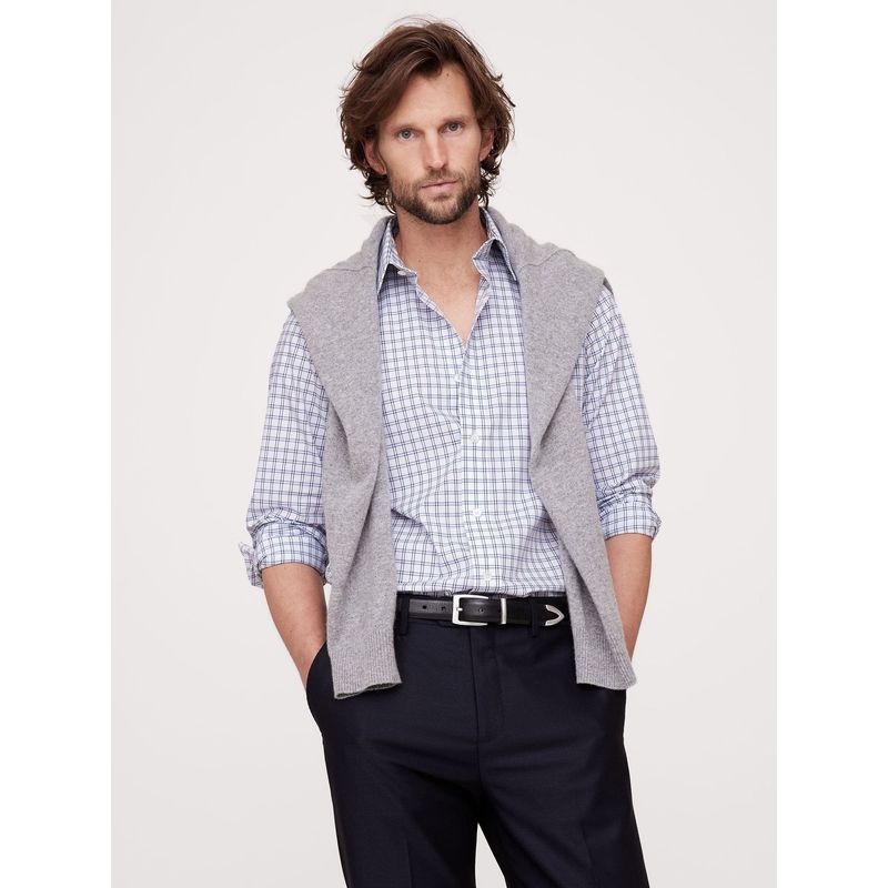 BANANA REPUBLIC - Camisa Hombre Slim Wrinkle-Resistant Celeste Banana Republic