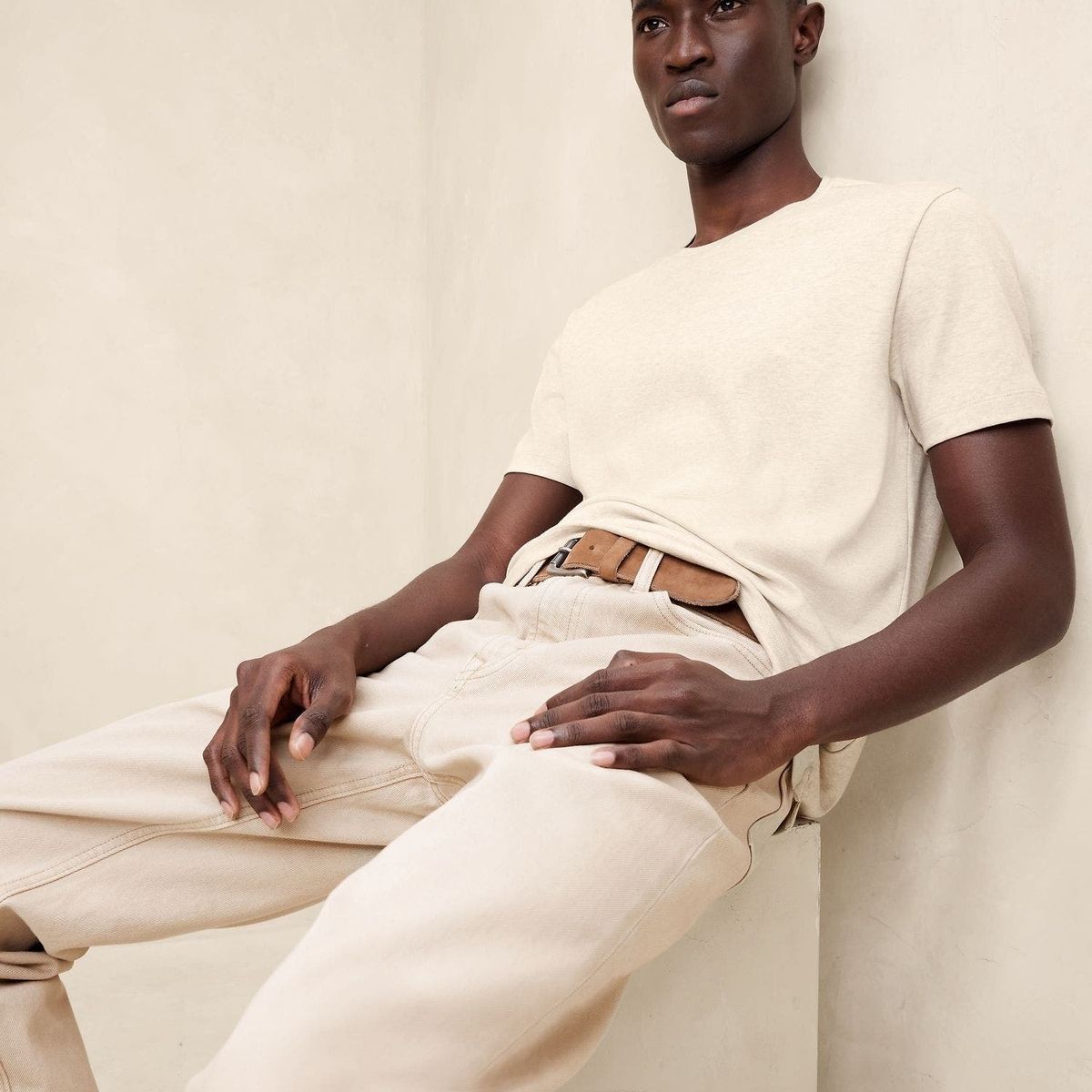 BANANA REPUBLIC - Polera Hombre Lux Touch Crew Beige Banana Republic