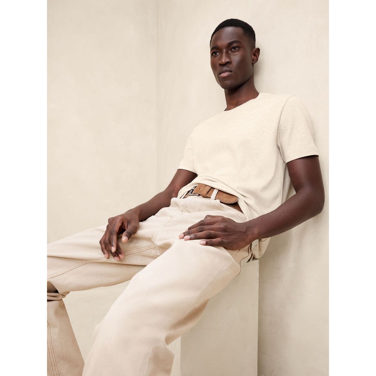 BANANA REPUBLIC - Polera Hombre Lux Touch Crew Beige Banana Republic