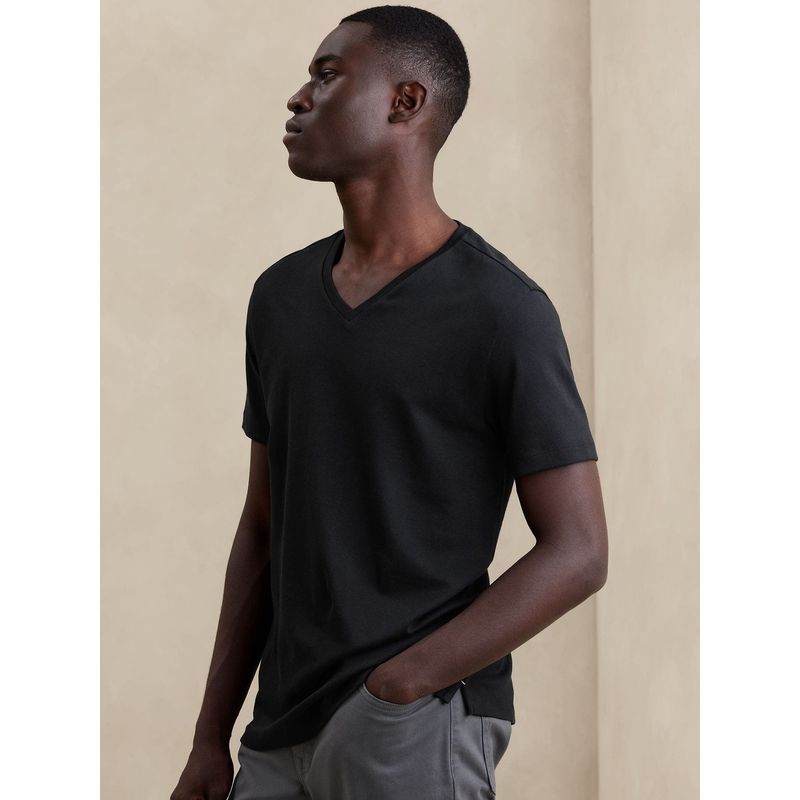 BANANA REPUBLIC - Polera Hombre Lux Touch Vee Negro Banana Republic