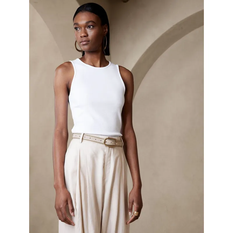 BANANA REPUBLIC - Polera Mujer Ribbed Cutaway Tank Blanco Banana Republic