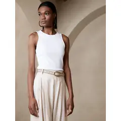 BANANA REPUBLIC - Polera Mujer Ribbed Cutaway Tank Blanco