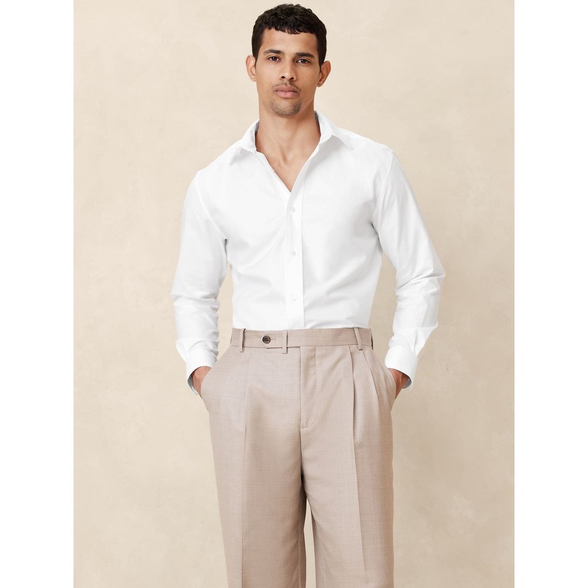 BANANA REPUBLIC - Camisa Hombre Slim Wrinkle-Resistant Blanco Banana Republic