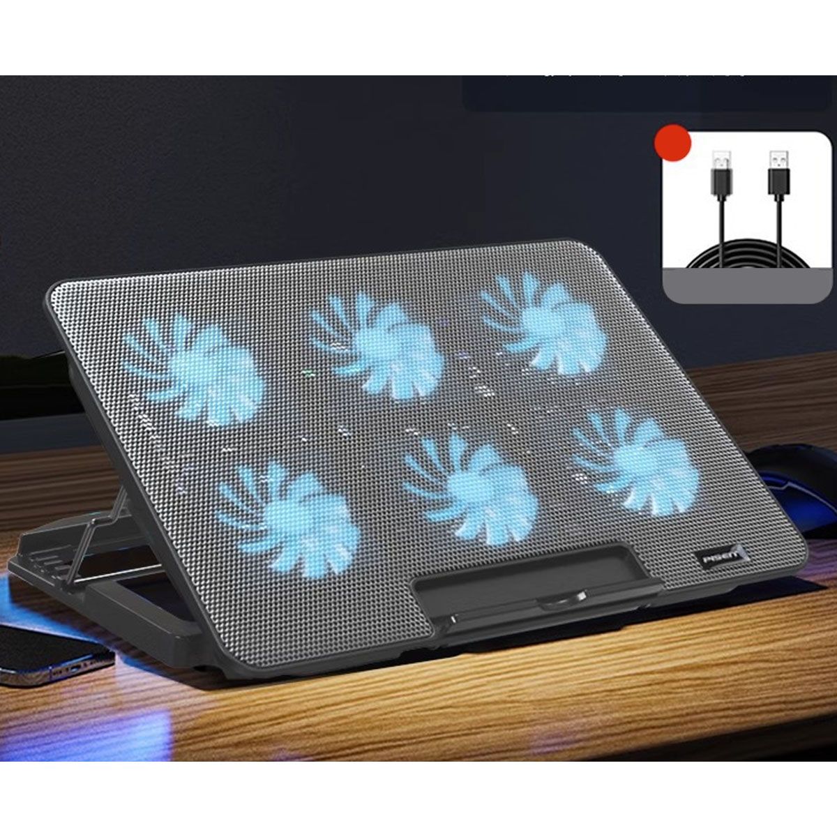 EDWINAYY - Base Cooler Enfriador Notebook Ventilador 6 Ventiladores