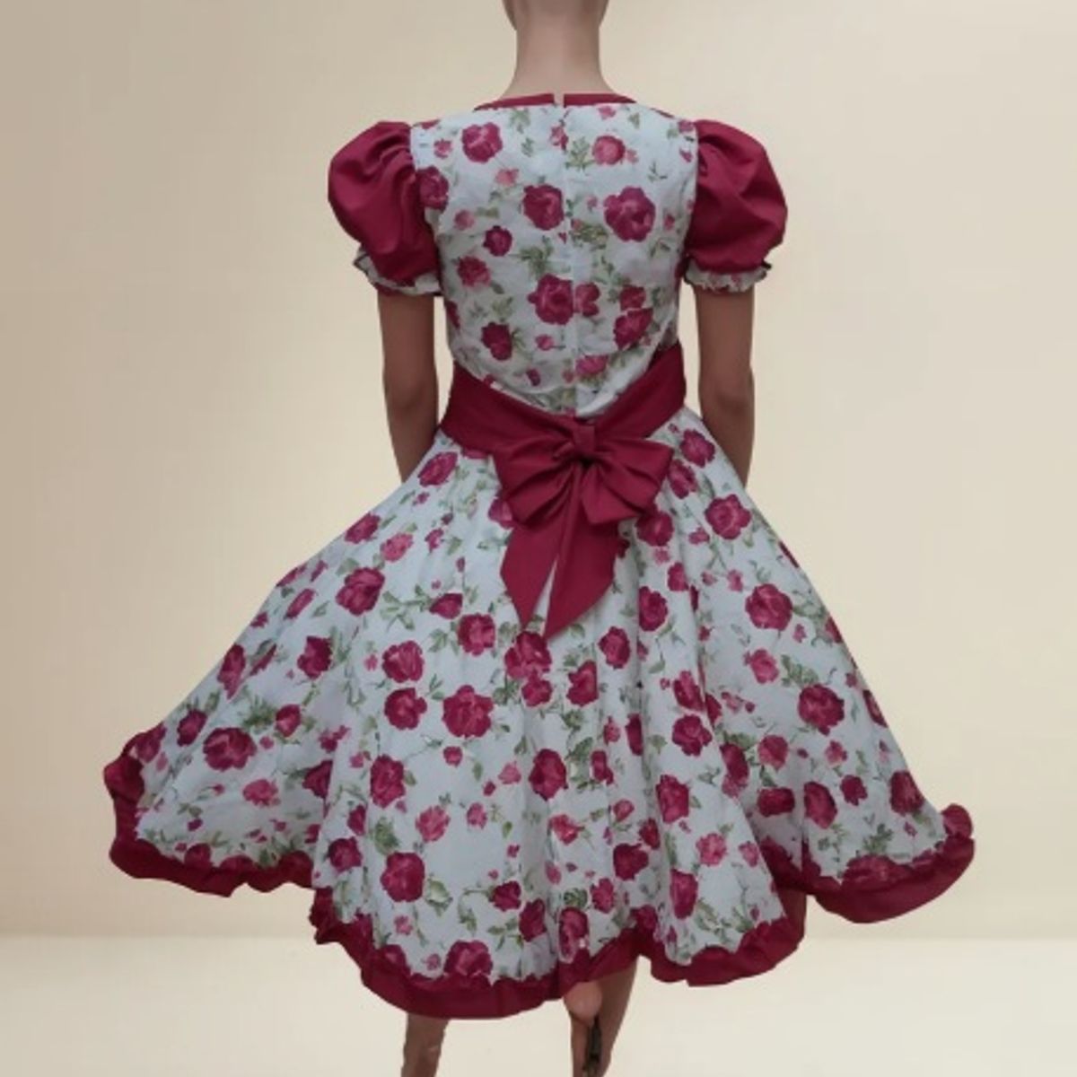 GENERICO - Vestido Mujer Huasa Chilena China Burdeo Talla L