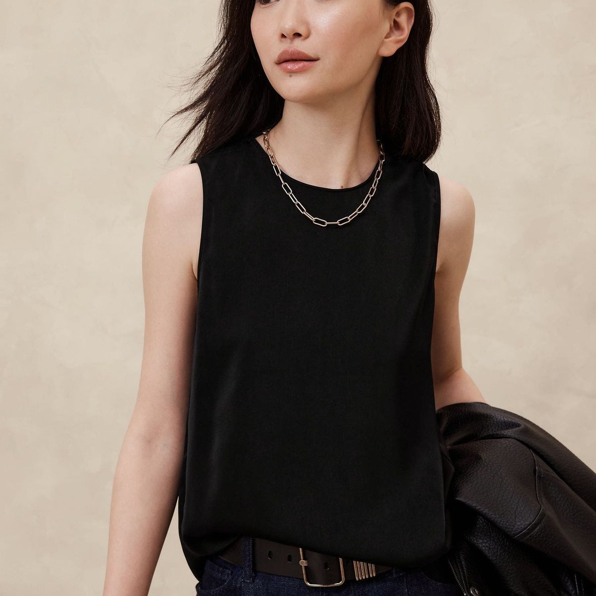 BANANA REPUBLIC - Blusa Mujer Banana Republic Shell Tank Negro