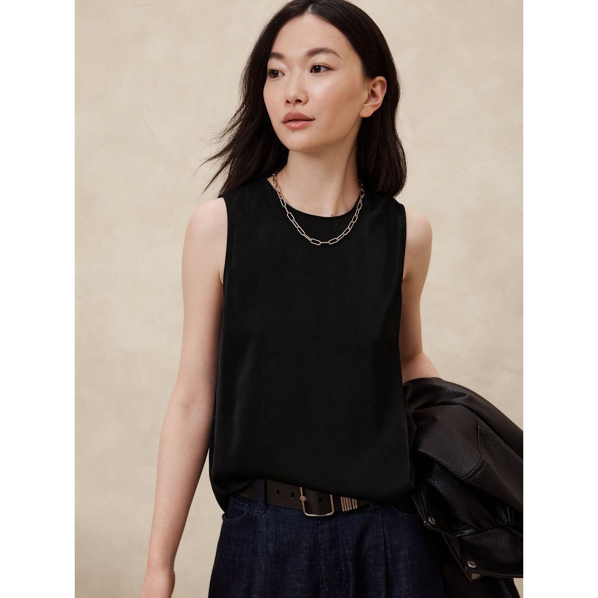 BANANA REPUBLIC - Blusa Mujer Banana Republic Shell Tank Negro