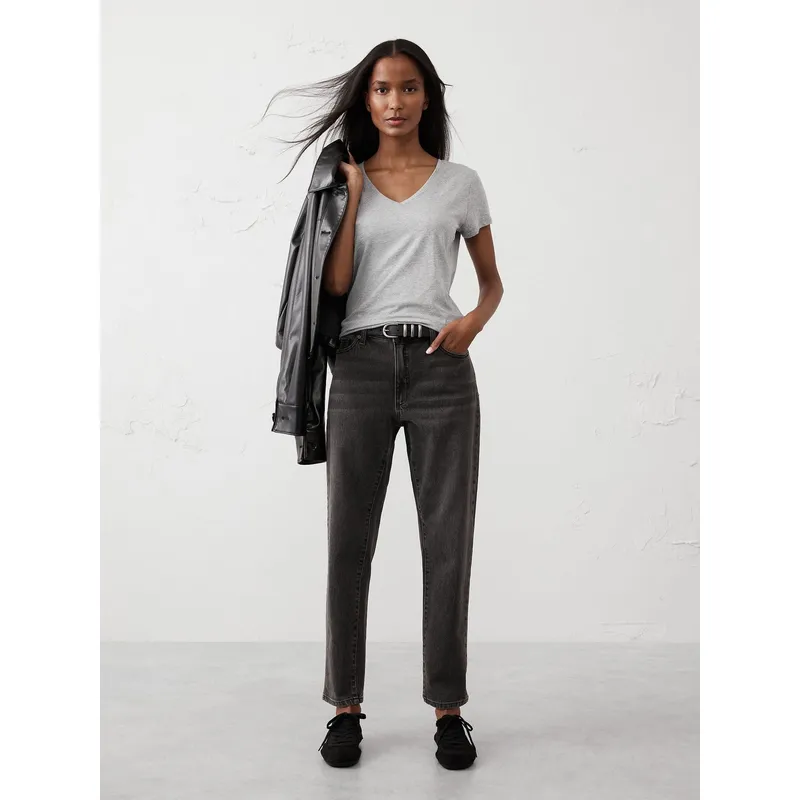 BANANA REPUBLIC - Polera Mujer Timeless V-Neck Gris Banana Republic