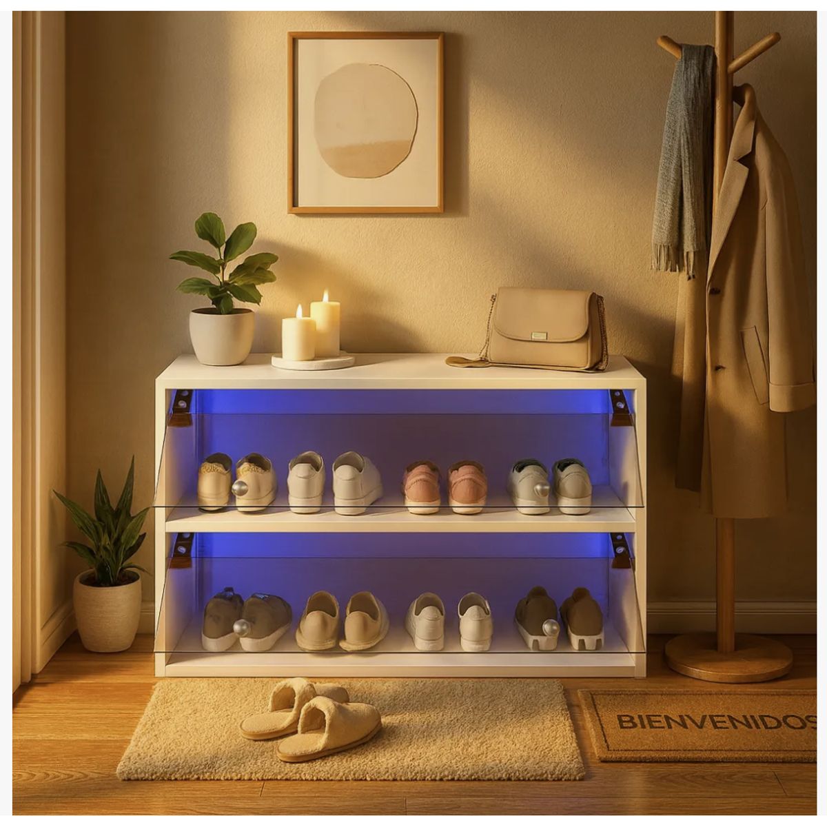 HOMER DESIGN - Zapatero Exhibición Dos Puerta Con Luz Variable Combinable