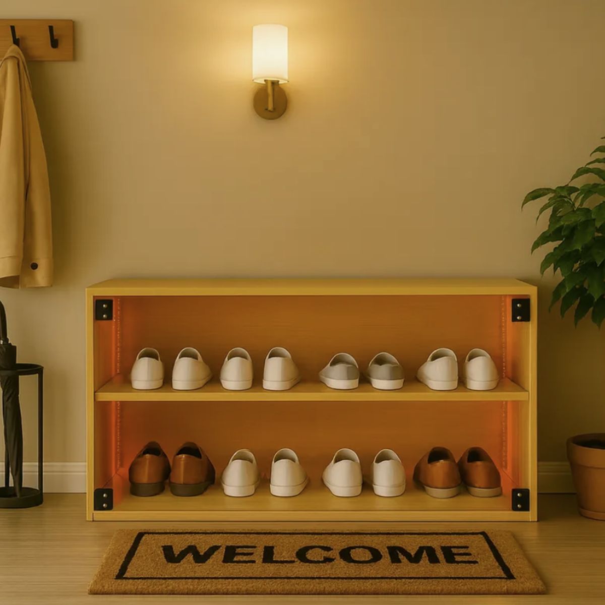 HOMER DESIGN - Zapatero Exhibición Dos Puerta Con Luz Variable Combinable