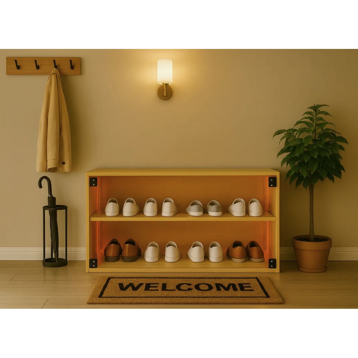 HOMER DESIGN - Zapatero Exhibición Dos Puerta Con Luz Variable Combinable