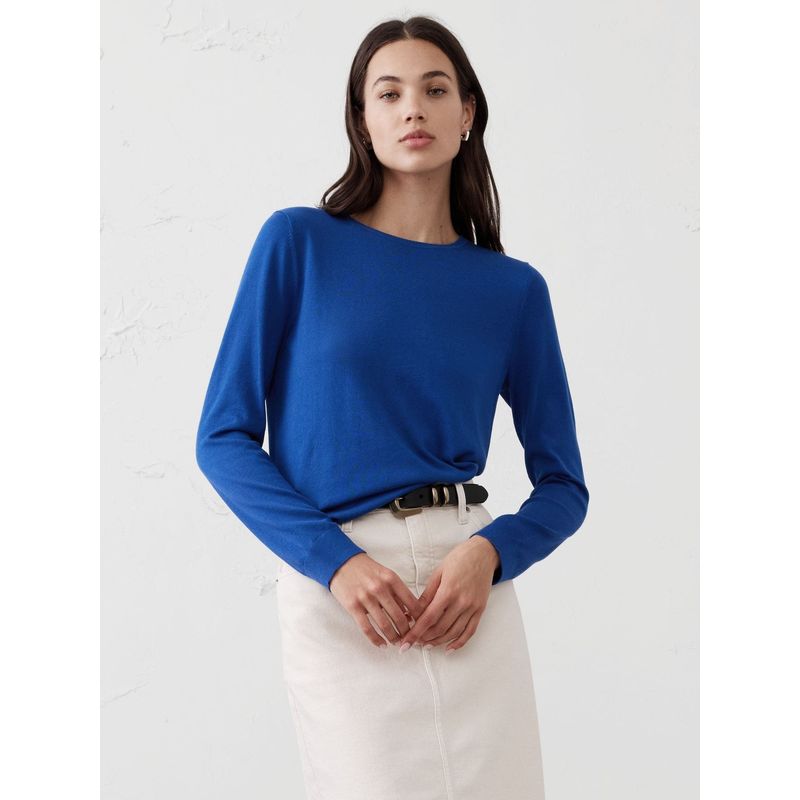 BANANA REPUBLIC - Sweater Mujer Forever Crew-Neck Azul Banana Republic