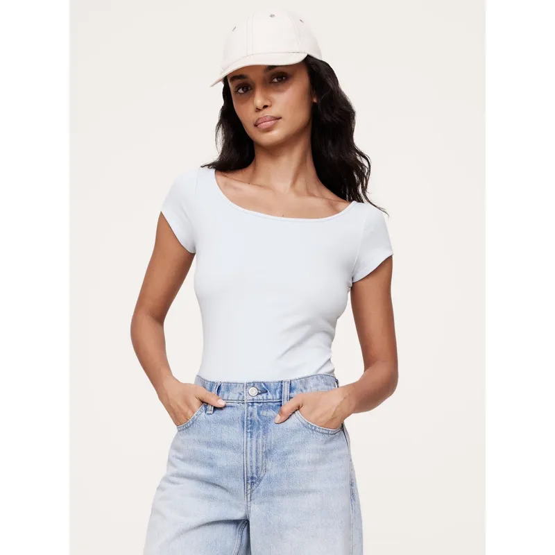 BANANA REPUBLIC - Polera Mujer Refined Boatneck Celeste Banana Republic