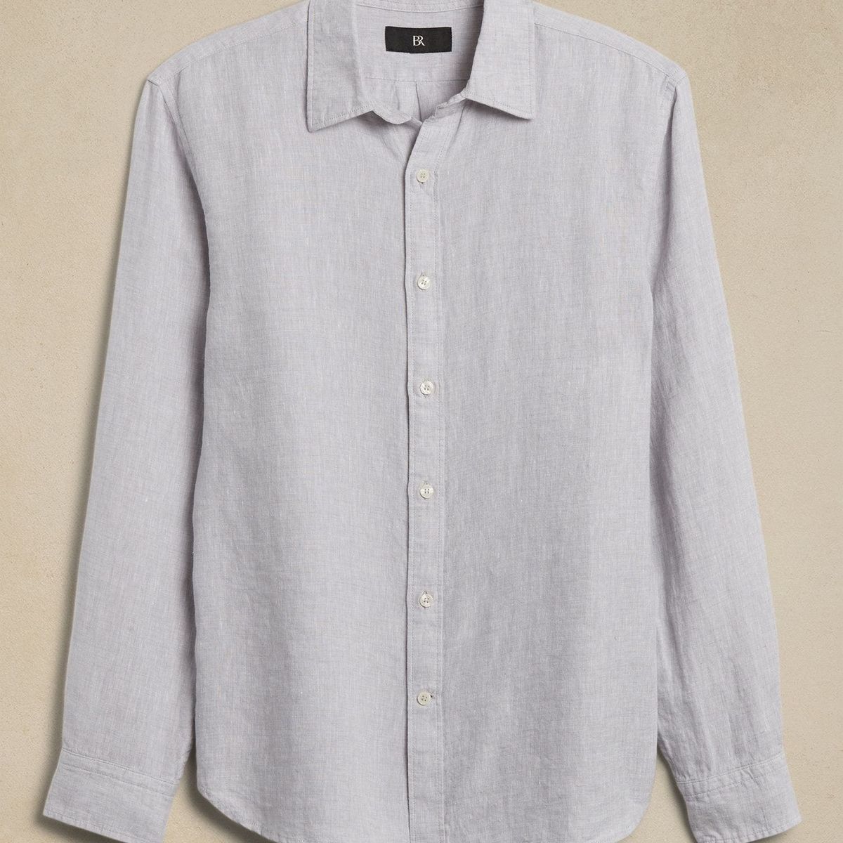 BANANA REPUBLIC - Camisa Hombre Straight Casual Lino Castello Gris Banana Republic