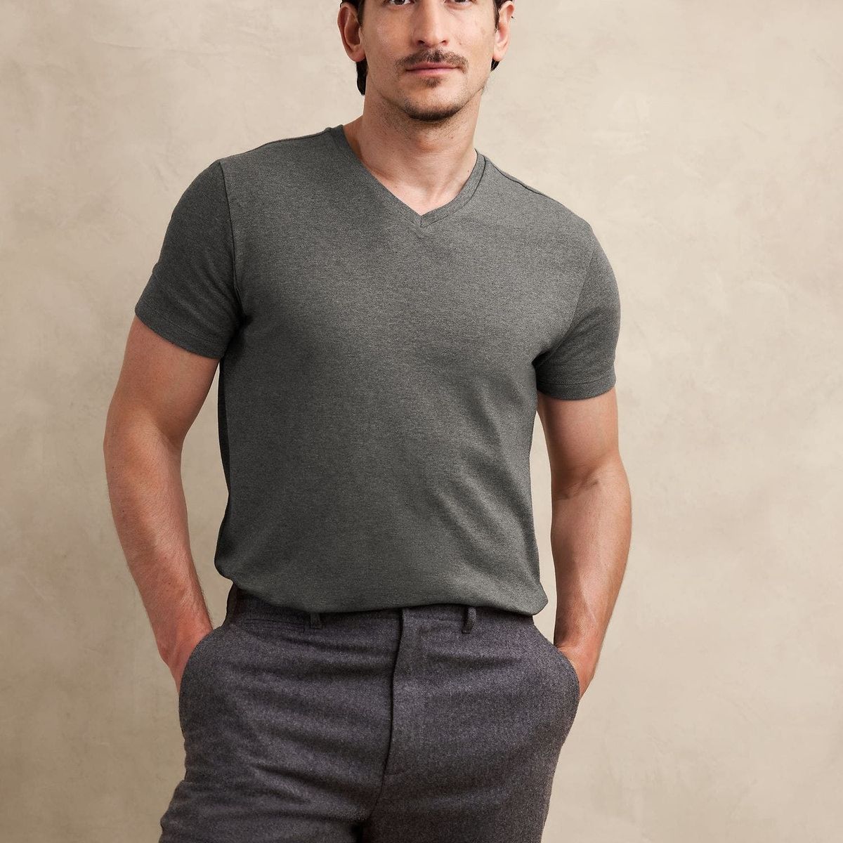 BANANA REPUBLIC - Polera Hombre Lux Touch Vee Azul Banana Republic