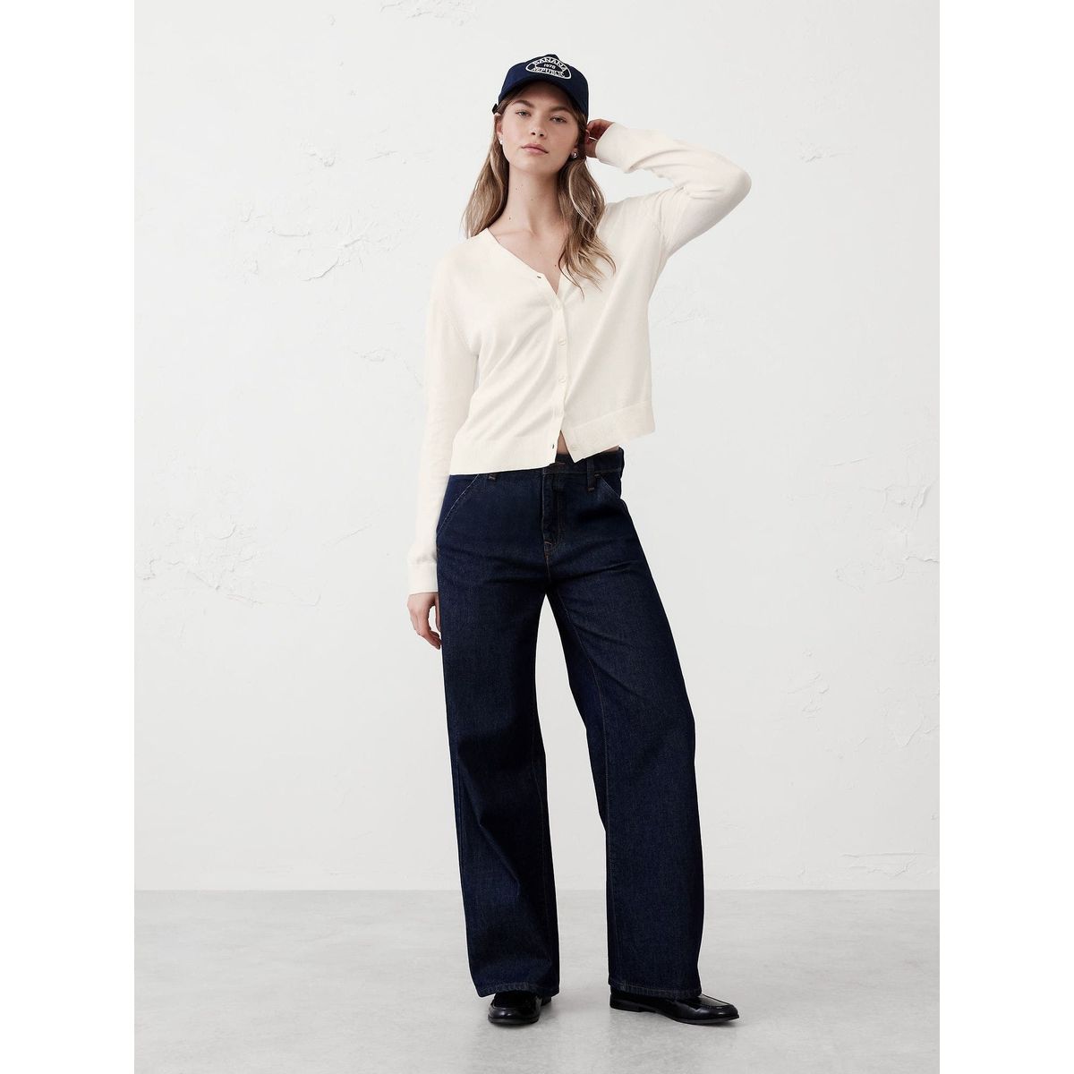 BANANA REPUBLIC - Sweater Mujer Forever V-Neck Cardigan Blanco Banana Republic