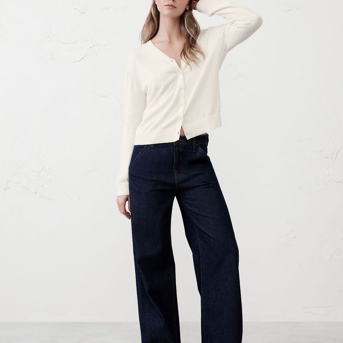 BANANA REPUBLIC - Sweater Mujer Forever V-Neck Cardigan Blanco Banana Republic