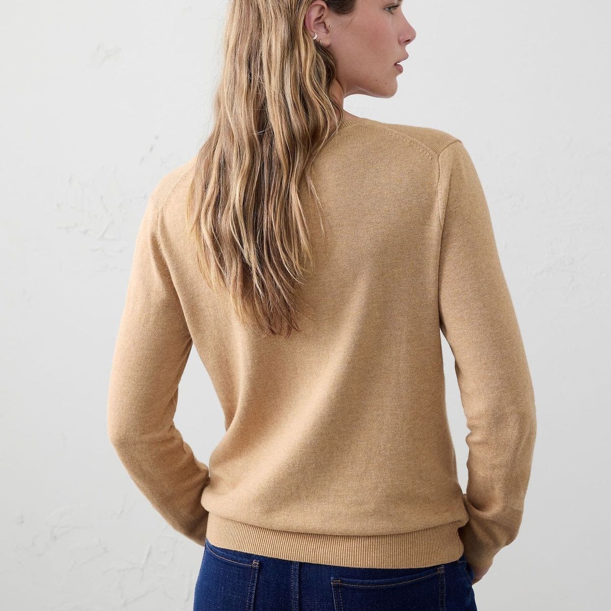BANANA REPUBLIC - Sweater Mujer Forever V-Neck Café Banana Republic