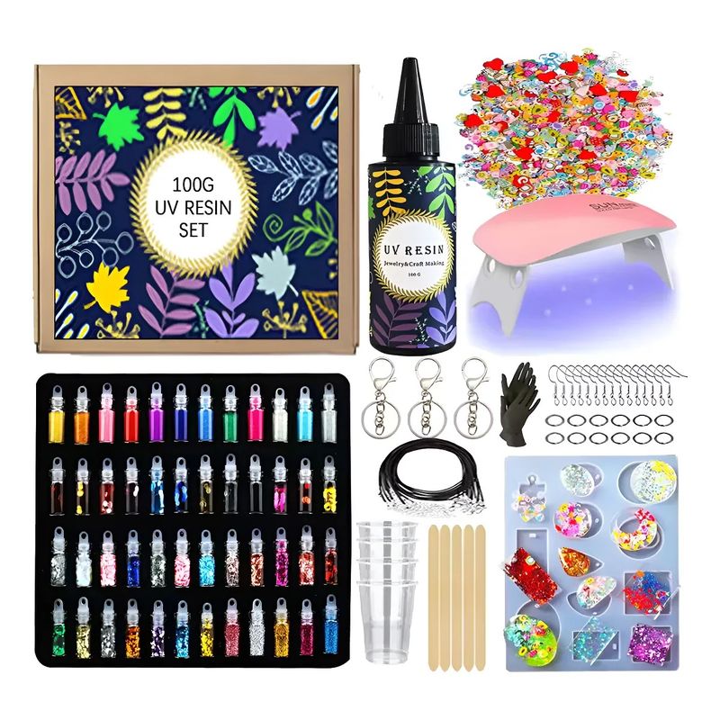 GENERICO - Resina Uv Cristal Kit Iniciación 86 pcs 100 ml