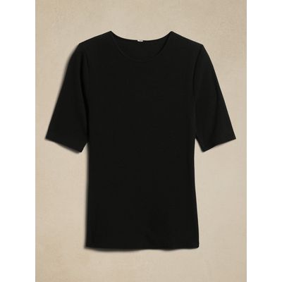 Imagen 2 del producto Polera Mujer Ribbed Elbow-Sleeve Negro