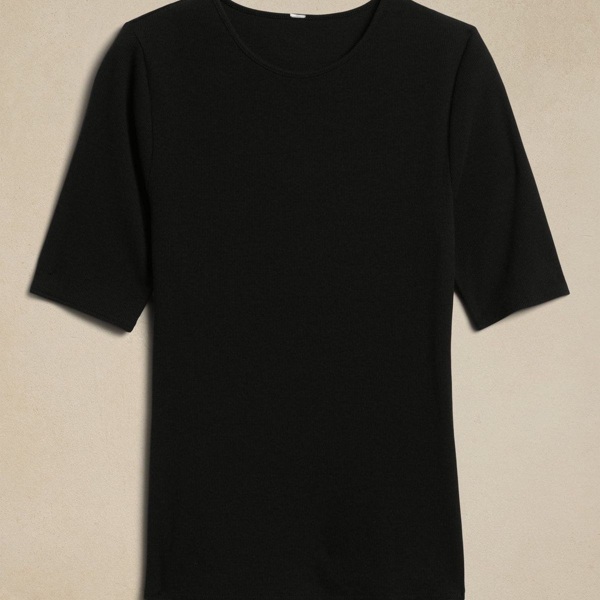 BANANA REPUBLIC - Polera Mujer Ribbed Elbow-Sleeve Negro Banana Republic