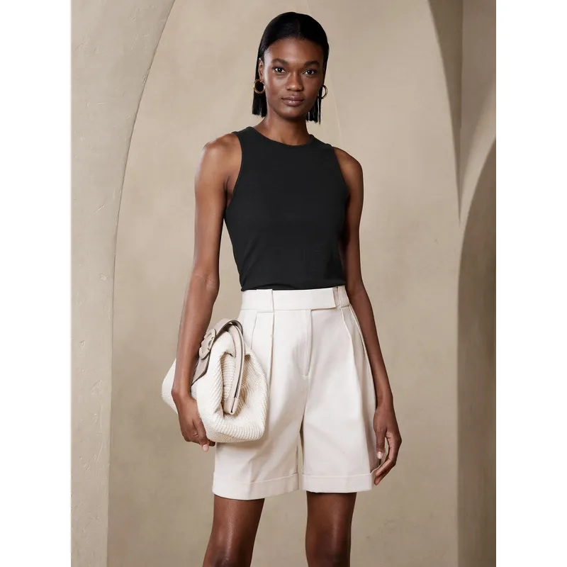 BANANA REPUBLIC - Polera Mujer Ribbed Cutaway Tank Negro Banana Republic
