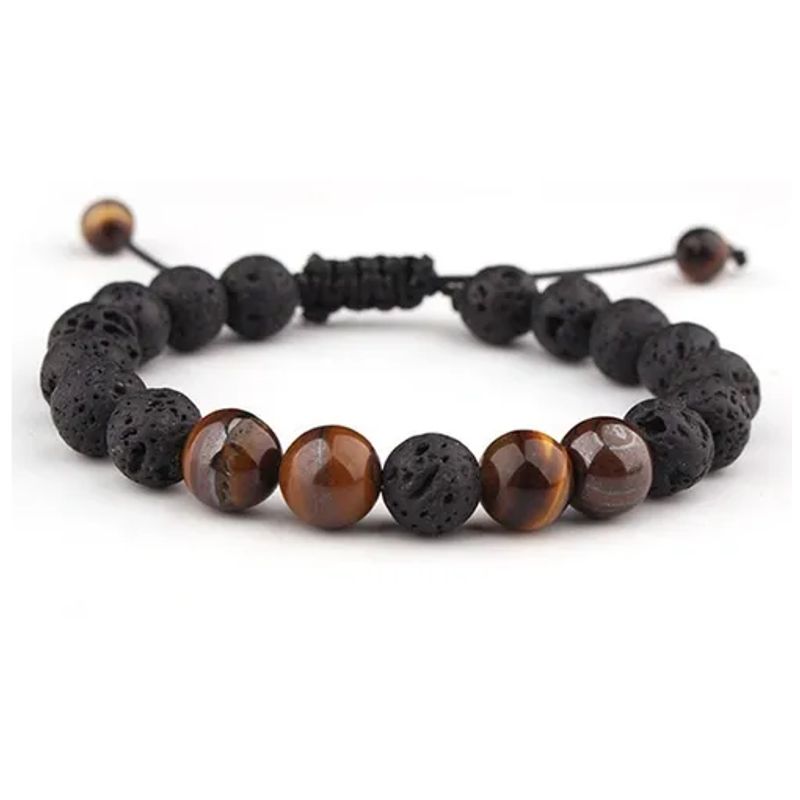 GENERICO - Pulsera De Piedra Volcanica Ojo De Tigre Hombre Y Mujer Royal Madriz