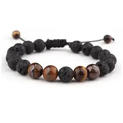 GENERICO - Pulsera De Piedra Volcanica Ojo De Tigre Hombre Y Mujer Royal Madriz