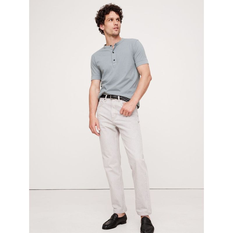 BANANA REPUBLIC - Polera Hombre Soft Wash Henley Manga Corta Gris Banana Republic