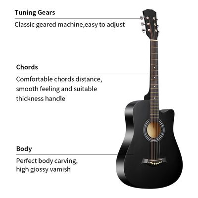 Imagen 2 del producto Guitarra acústica negra de 38 pulgadas