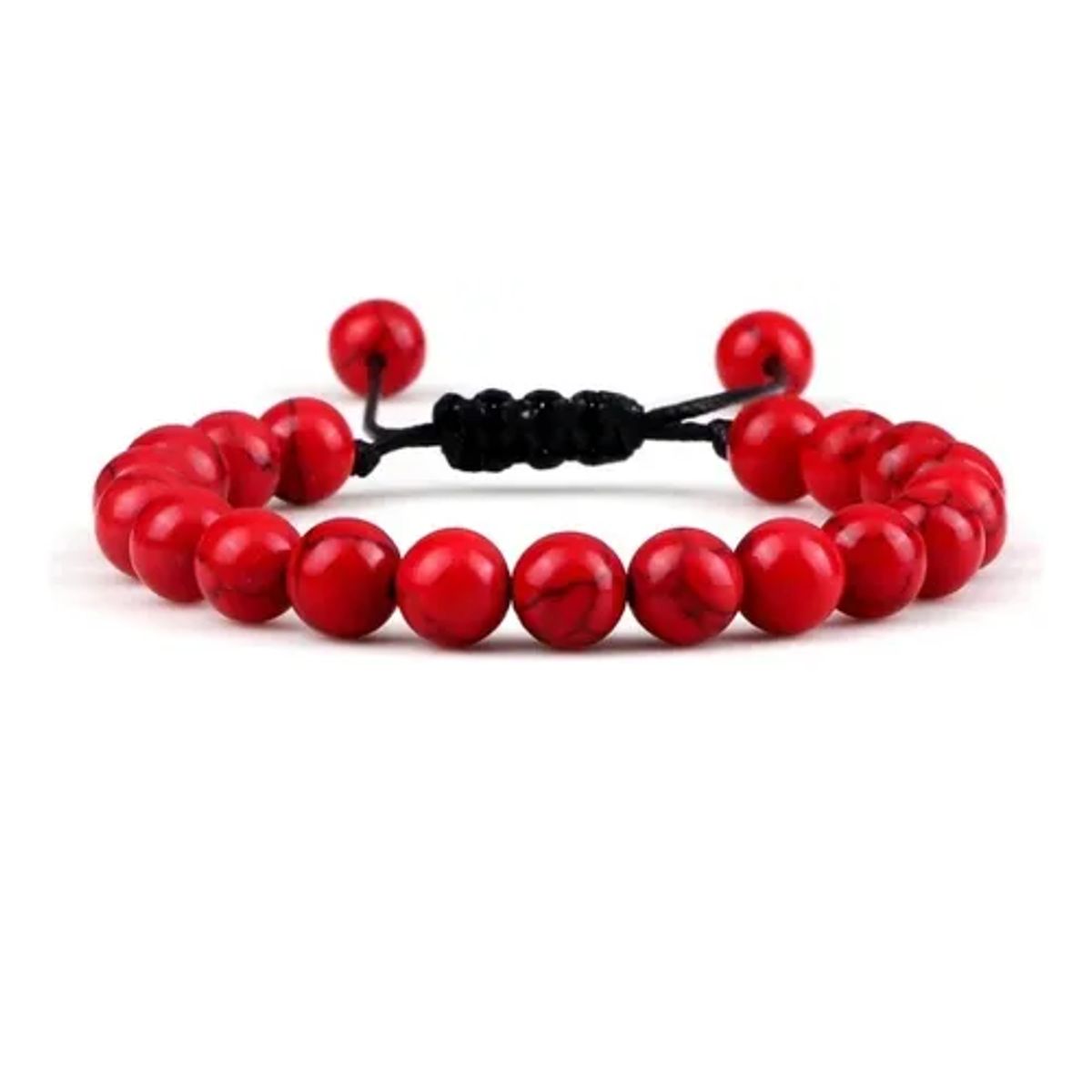 GENERICO - Pulsera De Piedra Jaspe Roja Hombre Y Mujer Moda Royal Madriz