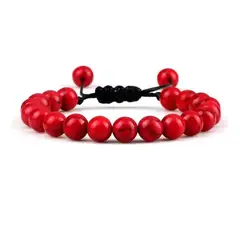 GENERICO - Pulsera De Piedra Jaspe Roja Hombre Y Mujer Moda Royal Madriz