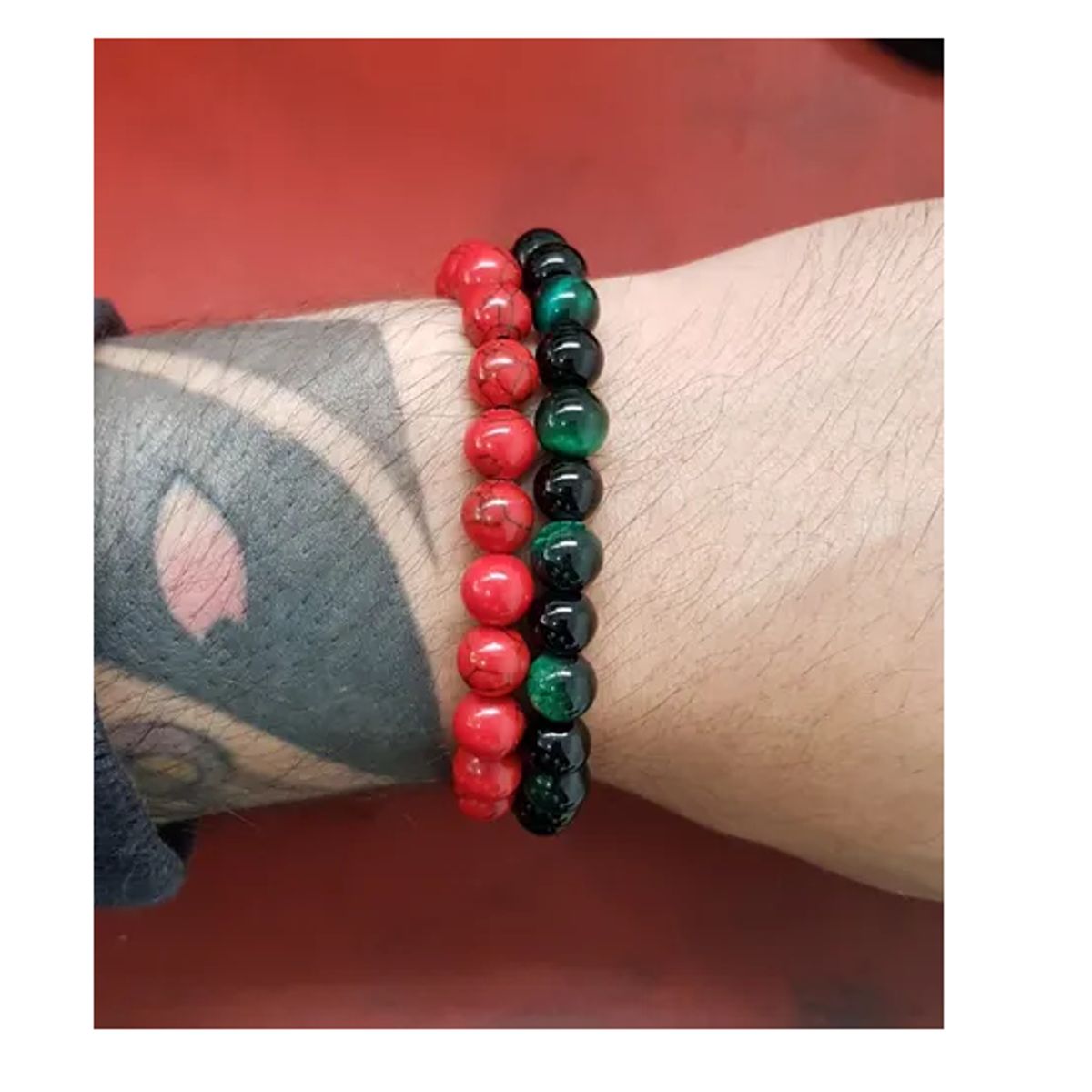 GENERICO - Pulsera De Piedra Jaspe Roja Hombre Y Mujer Moda Royal Madriz