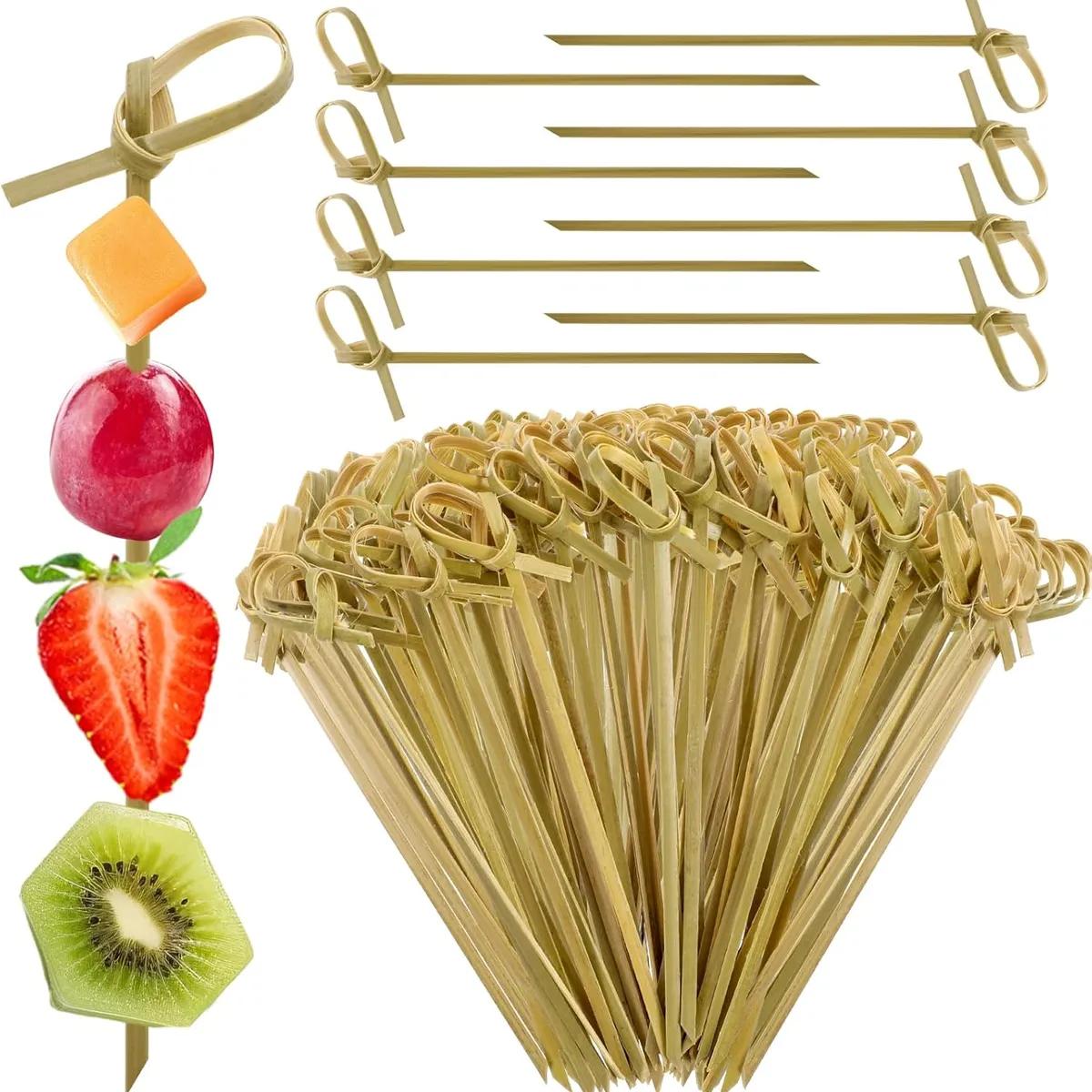KUANGYE - Palillos Bambú Nudo 12cm 1000pcs Brocheta Cocteleria Catering