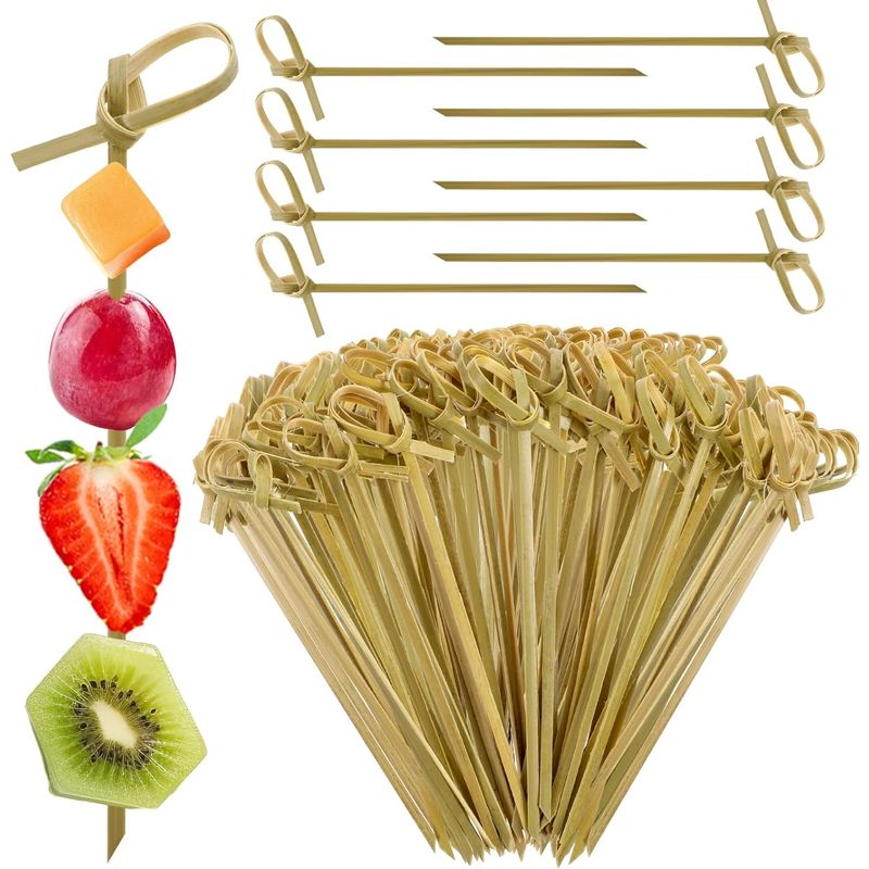 KUANGYE - Palillos Bambú Nudo 12cm 1000pcs Brocheta Cocteleria Catering
