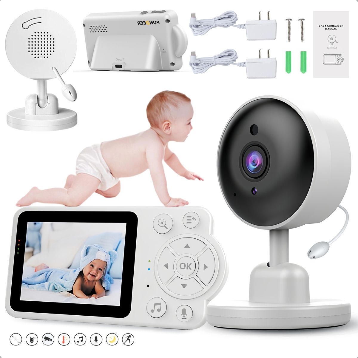 Video Monitor Baby Bebé Visión Nocturna Micrófono, marca EDWINAYY - Foto Principal