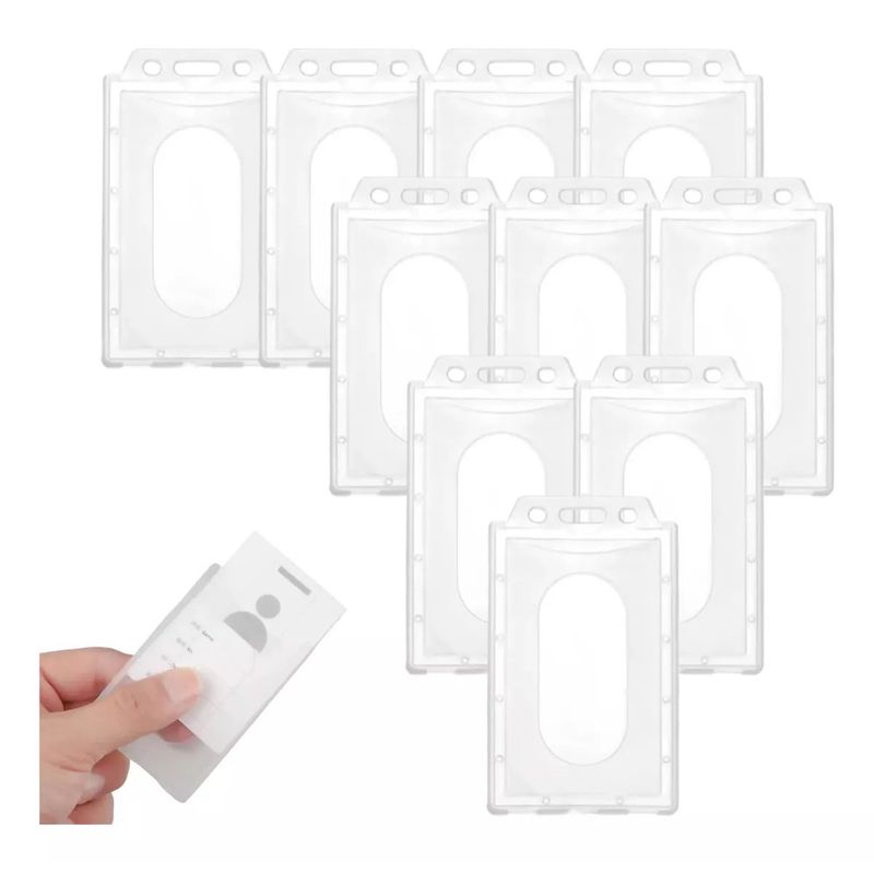 ATURE - Pack 50 Pcs Porta Credencial Plastico Transparente Rigido