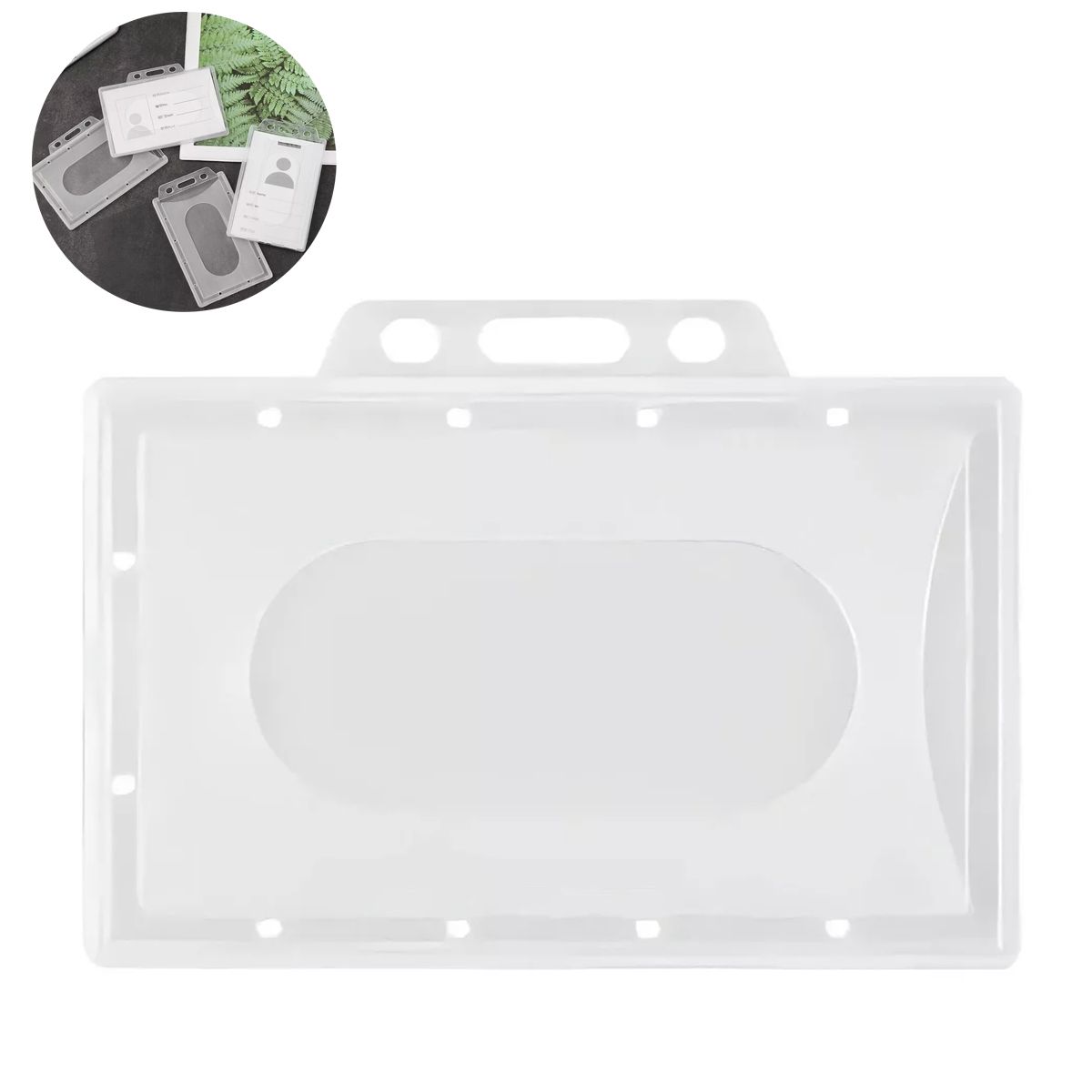 ATURE - Pack 50 Pcs Porta Credencial Plastico Transparente Rigido