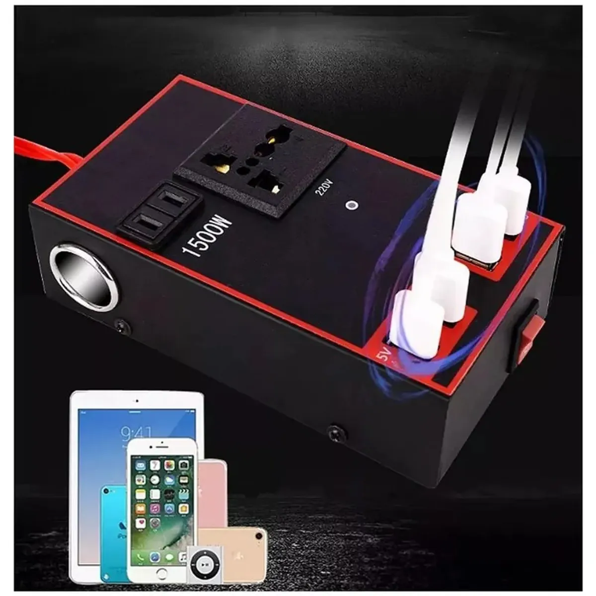 GENERICO - Inversor De Voltaje Auto Convertidor Corriente 12v 220v 15k