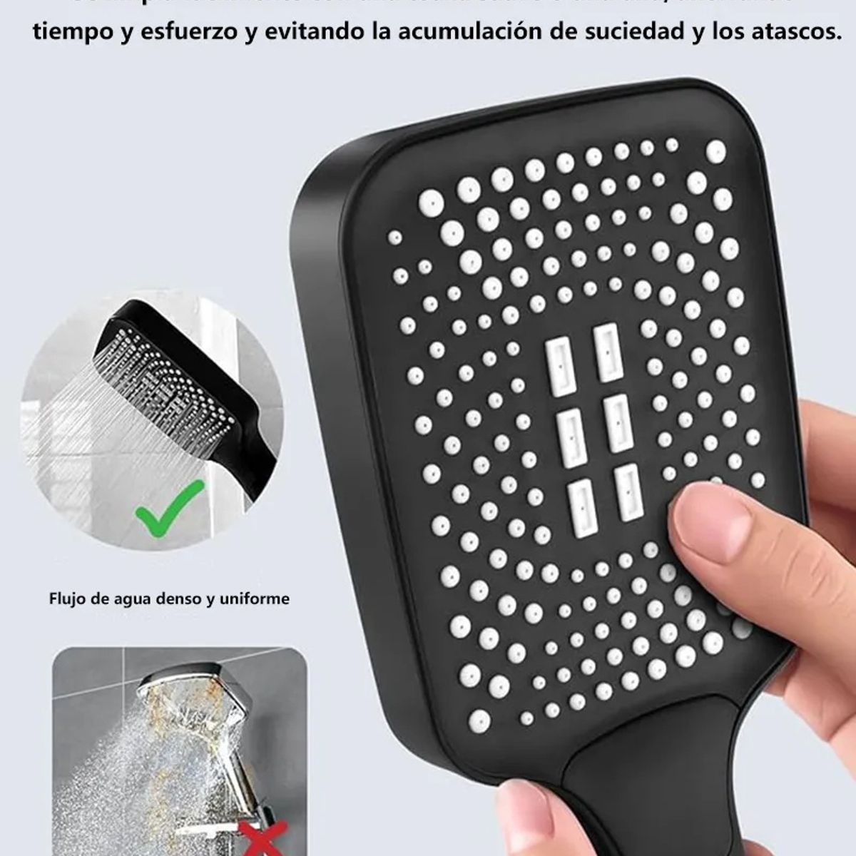 KUANGYE - Kit Regadera Tipo Telefono Ajustable 3 Modos Antisarro Ducha
