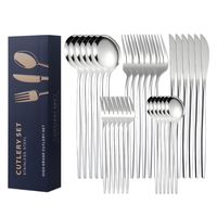 Cubiertos De Acero Inoxidable Juego De 30 Plata
