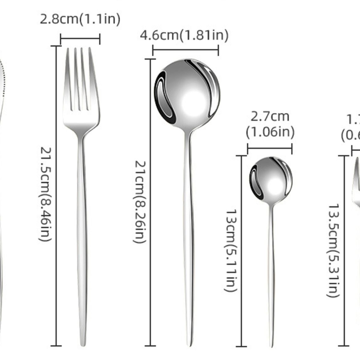 KINDA NICE - Cubiertos De Acero Inoxidable Juego De 30 Plata