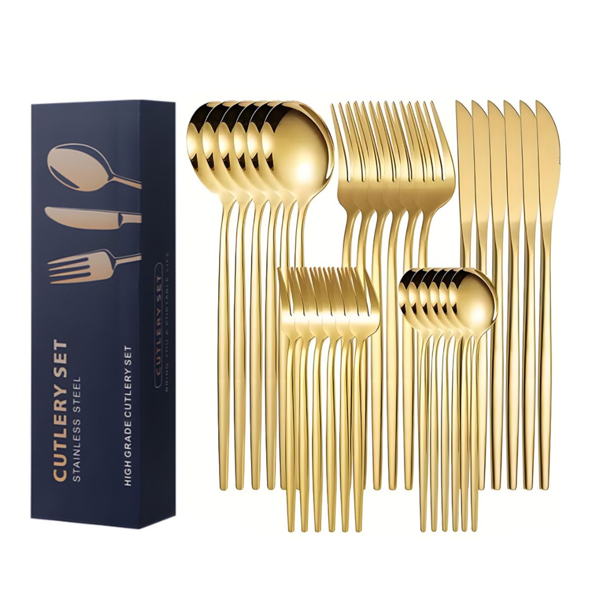 KINDA NICE - Juego De 30 Cubiertos De Acero Inoxidable