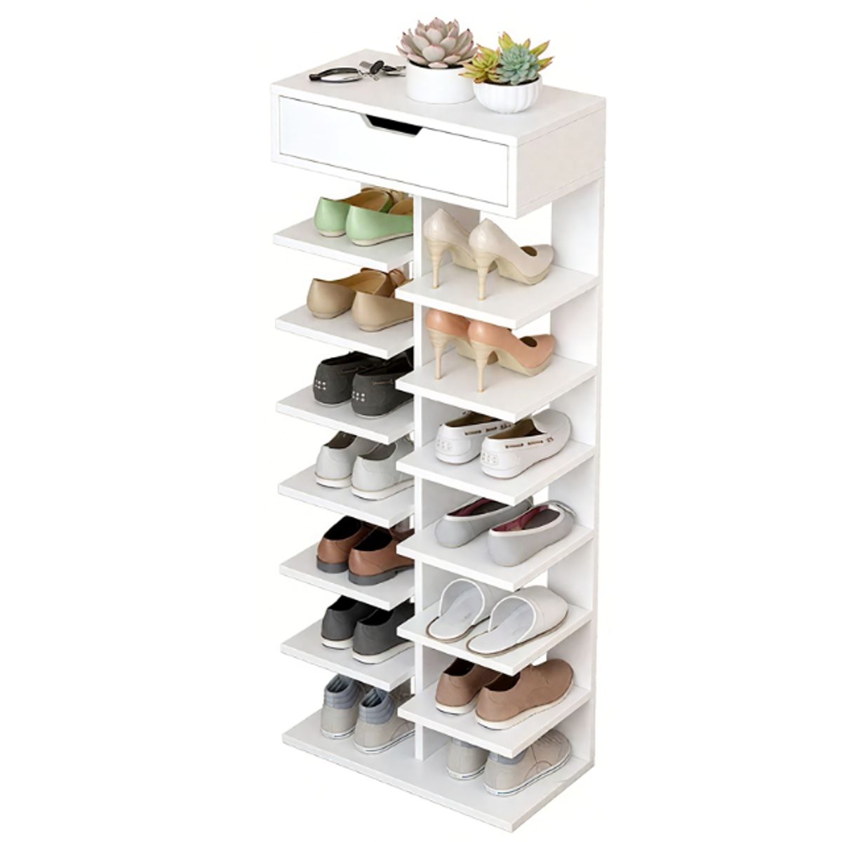 ANYHOGAR - Zapatero Organizador Con Gaveta 14 Pares 7 Niveles