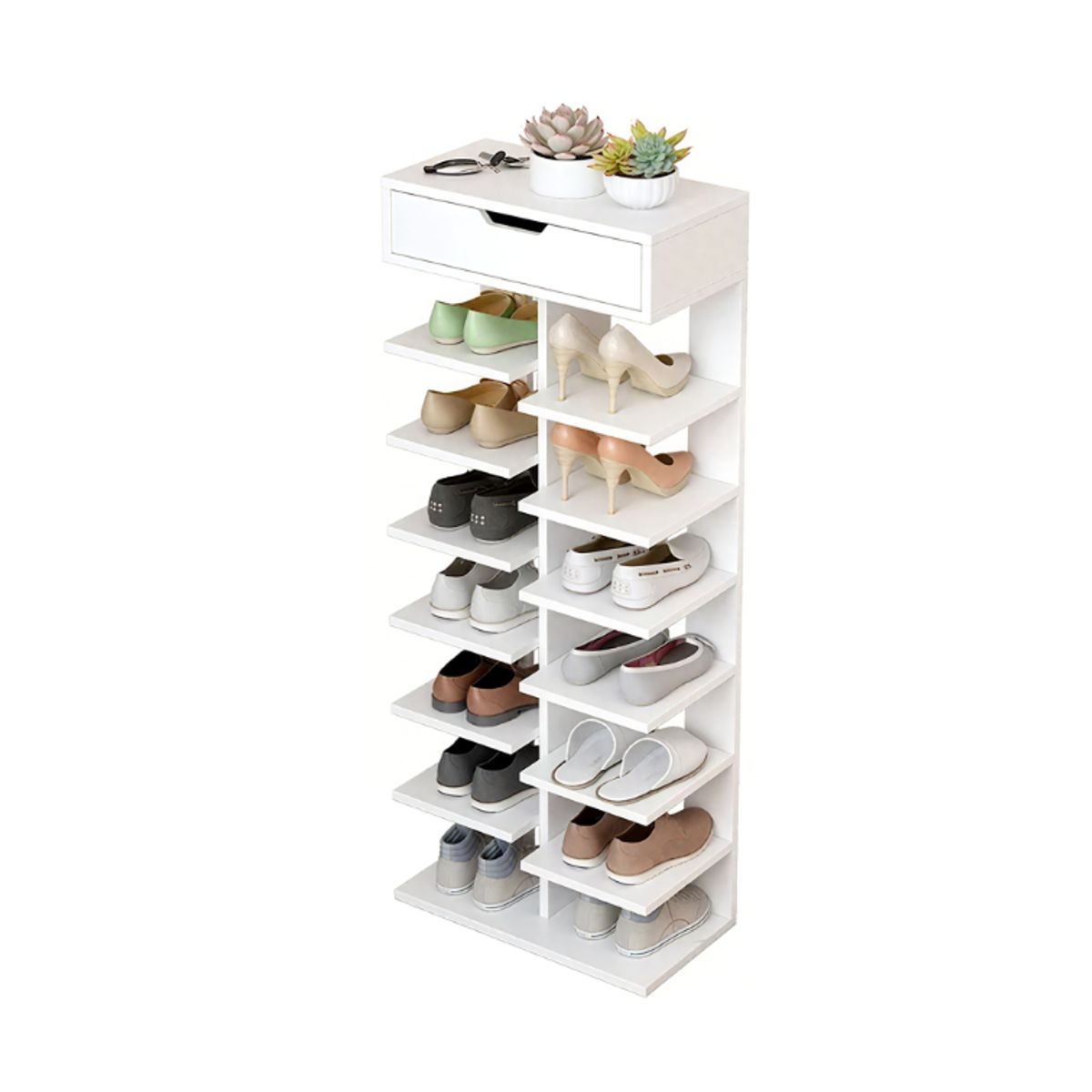 ANYHOGAR - Zapatero Organizador Con Gaveta 14 Pares 7 Niveles