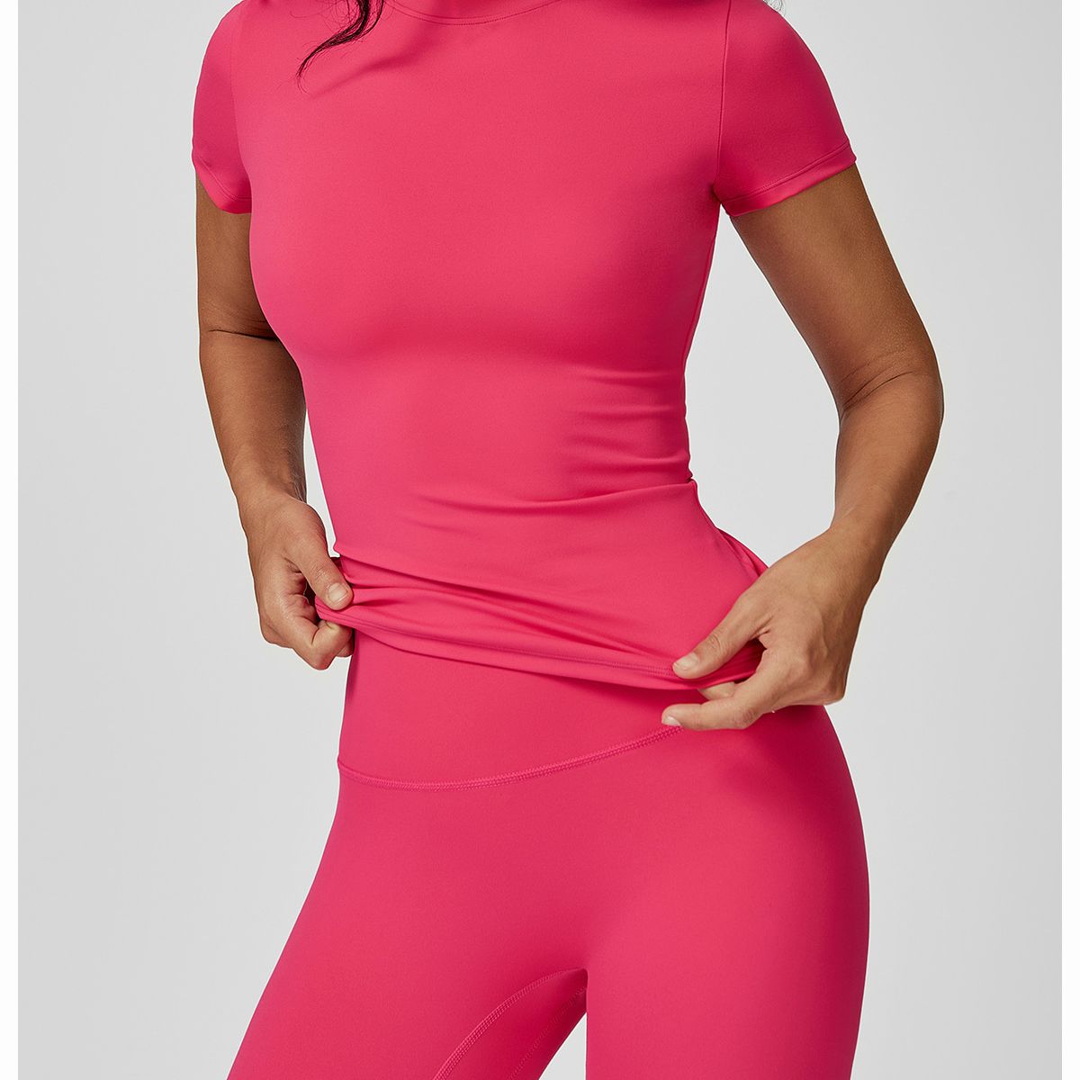 TIOZONEY - Camiseta deportiva de manga corta para mujer-Rosado