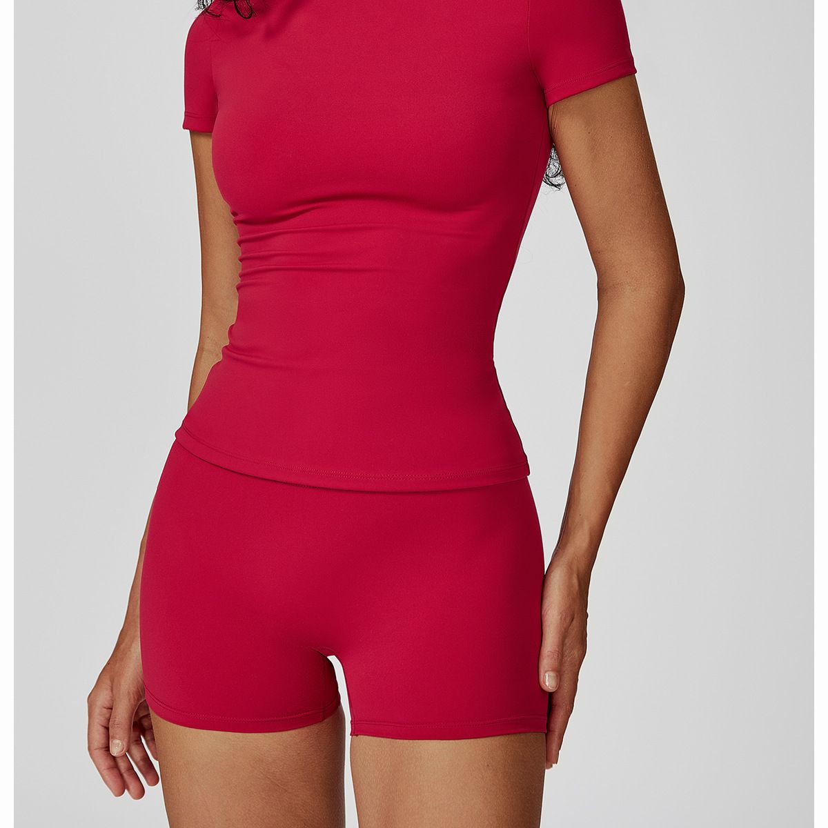 TIOZONEY - Camiseta deportiva de manga corta para mujer-Rojo