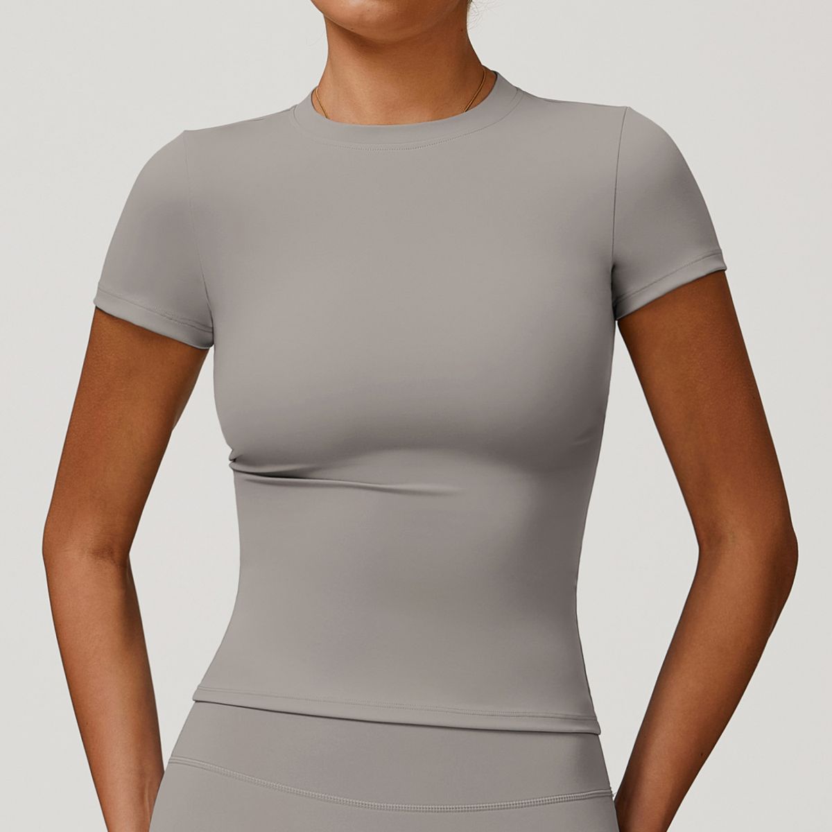 TIOZONEY - Camiseta deportiva de manga corta para mujer-Gris