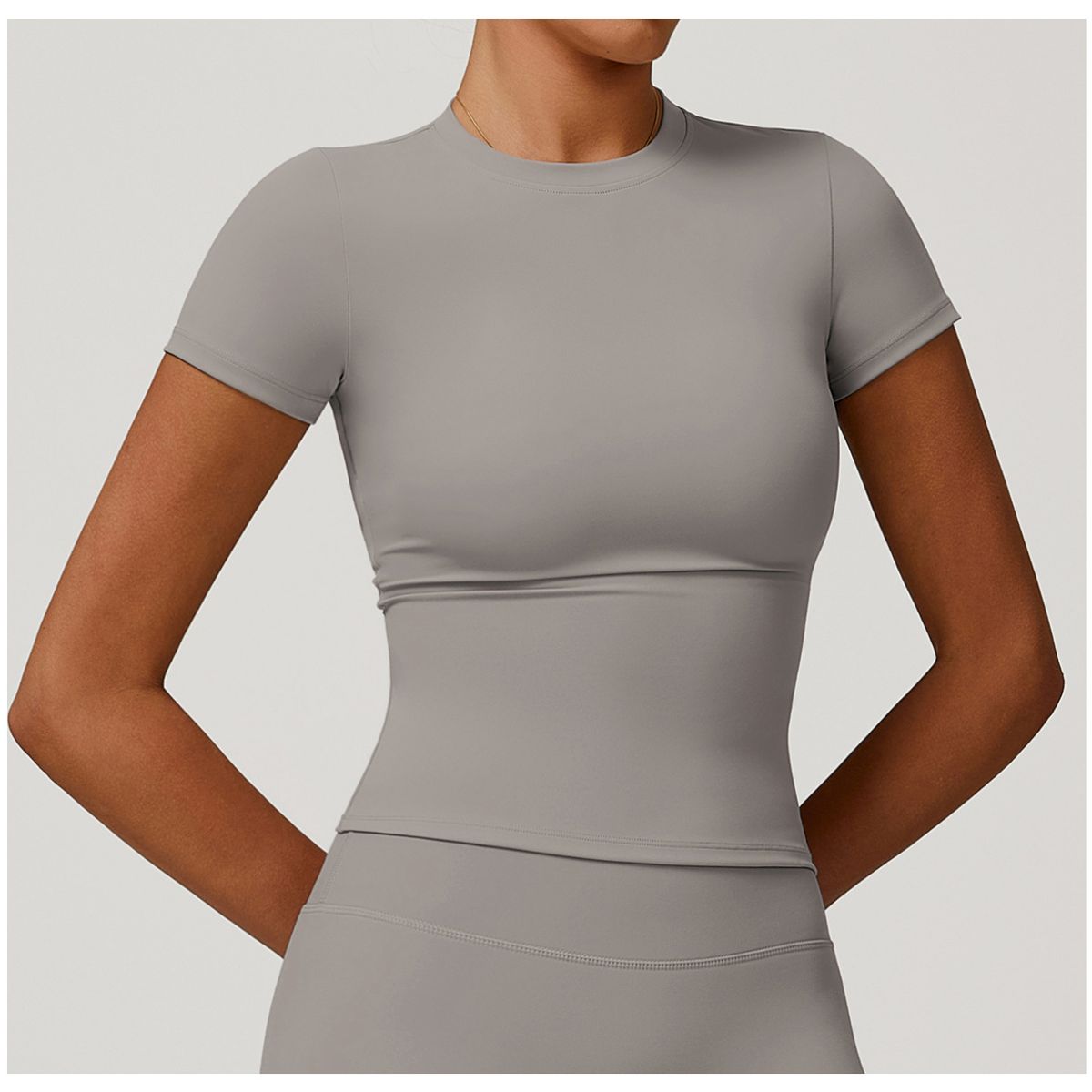 TIOZONEY - Camiseta deportiva de manga corta para mujer-Gris